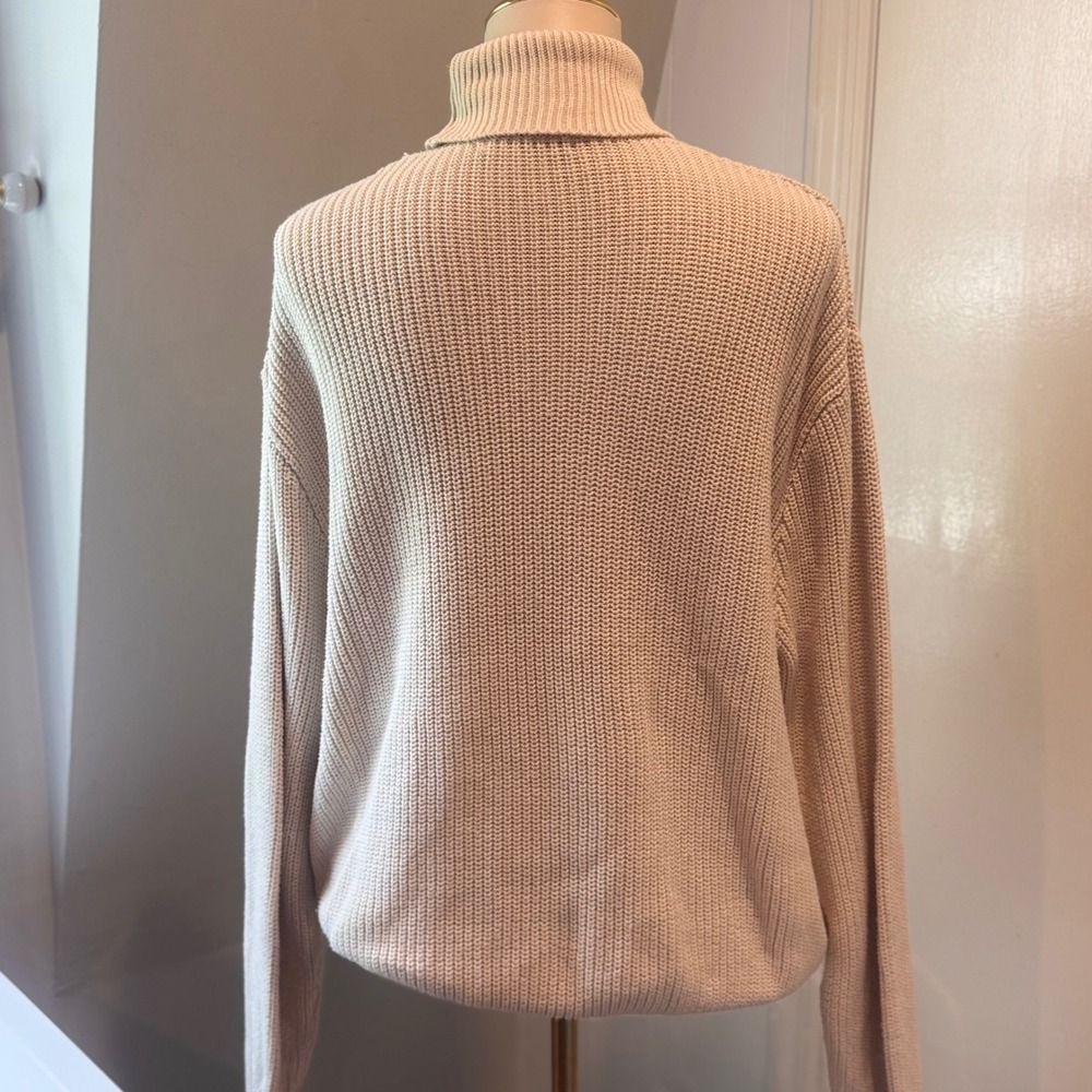 Brandy Melville Beige Brianna Turtleneck Sweater Cozy Shaker Stitch | One Size - Picture 2 of 7